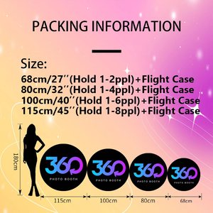 Spedizione Rapida da Magazzino USA Piattaforma Rotante per Fotobox 360° con Videocamera 100cm per 3-4 Persone Macchina Photobooth - Product Image 2