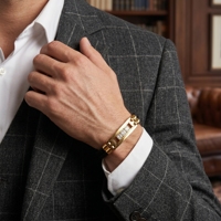 Bracelet en cuir pour homme de haute qualité avec incrustation de diamants Moissanite de 6 mm en acier inoxydable poli et mobile