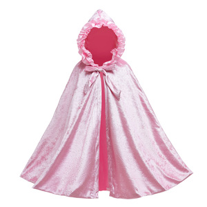 Automne noël solide velours dentelle à capuche enfants cape <span class=keywords><strong>Elsa</strong></span> fille cape longue Style princesse Capes - Product Image 2