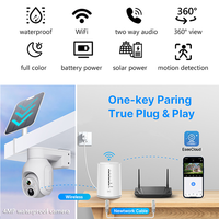 Système de caméra de sécurité sans fil 2CH Solar NVR Home Base 2-Cam Kit, batterie rechargeable WiFi, stockage cloud 360 °   Caméra PTZ
