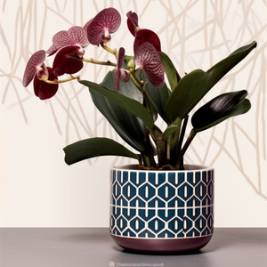 <span class=keywords><strong>Maceta</strong></span> de cerámica en capas con patrón de rejilla <span class=keywords><strong>azul</strong></span> de 5 pulgadas-<span class=keywords><strong>Maceta</strong></span> redonda elegante para plantas de interior con orificio de drenaje - Product Image 2