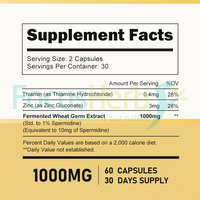 FocusHerb OEM Extrait de germe de blé végétalien de qualité alimentaire Spermidine 500mg/60 gélules/flacon Extraction liquide-solide ISO 9001 Casher