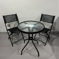 Chaise pliante moderne en trois pièces, ensemble de table à thé, métal, rotin, bois, osier, cour extérieure, jardin, loisirs, hôtels, parc à manger