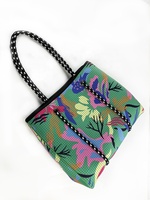 Harga grosir tas jinjing wanita tas pantai berlubang Neoprene desain kustom tas jinjing