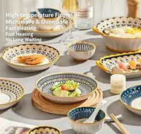 Service de table Yanjun en porcelaine fine de style nordique, comprenant une casserole 3L au design floral rétro, compatible lave-vaisselle, micro-ondes et four, idéal pour les dîners à la maison.