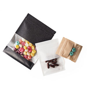 Petits sacs en papier kraft refermables avec fermeture éclair, noirs et marron, avec fenêtre, pour aliments, collations, bonbons, thé, nourriture pour animaux de compagnie - Product Image 6
