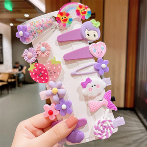 Ensemble de 14 barrettes et pinces à <span class=keywords><strong>cheveux</strong></span> pour enfants, motif de dessin animé, tissu et plastique, 18 cm - Product Image 6
