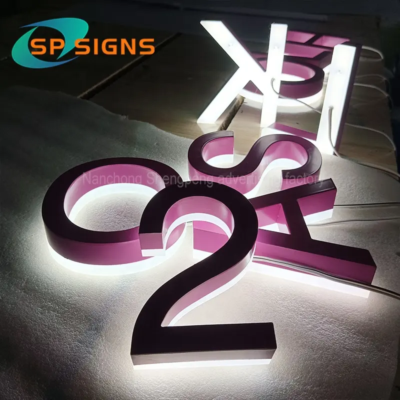 Custom di fabbrica Led retroilluminato segno segno di affari segno Logo esterno parete interna LED canale lettere segno personalizzato per le imprese