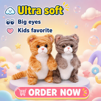 Boneka Kucing Pendek Berbulu Lembut Lucu dan Menyerupai Asli, Warna Oranye Tabby, Dekorasi Meja, Hadiah Ulang Tahun dengan Isian Kapas PP