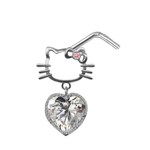YW Stainless Steel <strong>Nose</strong> Ring L Bend <strong>Cute</strong> Cat <strong>Nose</strong> Stud Ring 20G <strong>Nose</strong> <strong>Piercing</strong> Body Jewelry - Product Image 5