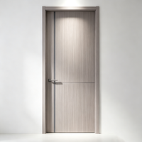Porte intérieure en bois massif de haute qualité, surface WPC moderne à panneau plat, imperméable et résistante aux rayures, pour écoles et hôtels