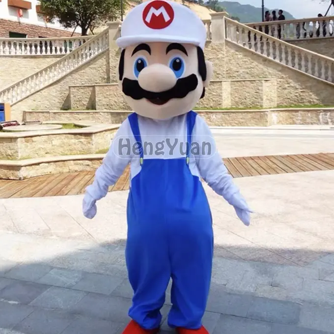 Hengyuan mascotte personnalisée Super Mario mascotte personnalisée fourrure douce en peluche mascotte Costumes noël Mario Costume pour l'affichage