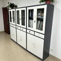 Armoire de classement de bureau en acier laminé à froid avec double vitrage supérieur, verrouillable, pour rangement de documents, emballage KD (à monter soi-même)