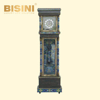 Horloge de sol cloisonnée de luxe exquise avec pendule en cuivre plaqué or motifs floraux classiques horloge de sol en émail