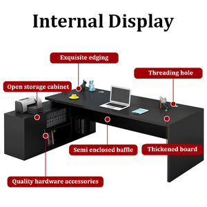 Modern Black Ceo Executive Manager Escritorio en forma de L Boss Director President Table Office Commercial Business Furniture - Product Image 4
