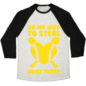 Camiseta de béisbol unisex de mezcla triple On My Way to Steal Home Plate - Product Image 3