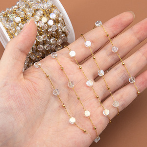2025 nuovo all'ingrosso acciaio inossidabile 7mm piatto rotondo bianco chiaro perline placcato in <span class=keywords><strong>oro</strong></span> catena per la creazione di accessori per gioielli - Product Image 3