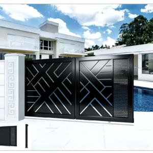 Portes coulissantes motorisées rétractables <span class=keywords><strong>de</strong></span> sécurité pour allée, portes principales électriques en aluminium pour école, portes extérieures pour usine - Product Image 1