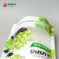 Sachet d'emballage composite en plastique recyclable à fenêtre transparente, imprimé en héliogravure sur mesure, à huit soudures latérales, pour raisins secs