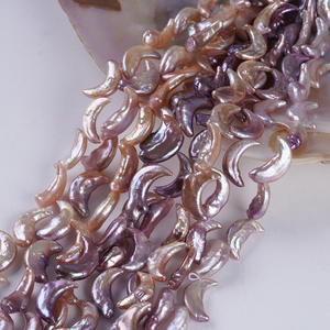 Collar de Perlas Naturales de Agua Dulce Irregulares, Forma de Luna, Orificio Recto, Semi-Acabado para Joyería DIY - Color Blanco - Product Image 3