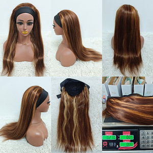 Letsfly Promoción de $52, Pelucas con Diadema Recta, 100% Cabello Humano, Pelucas Hechas a Máquina para Personas Negras, Negro y 4/27 #   Sin Encaje 22 pulgadas - Product Image 3