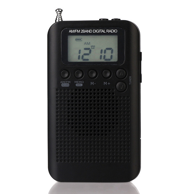 Mini Fm Am Radio With Speakers LCD Screen Set up 360 Degree Rod Antenna Black OEM Pocket LOGO Band Power Battery Style Pcs