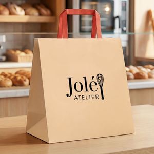 Custom Eco-Friendly Recyclable Disposable Kraft Paper Bags with Custom Printing for Bakery Cakes Cookies Food Takeaway <b>Packaging</b> - Product Image 2