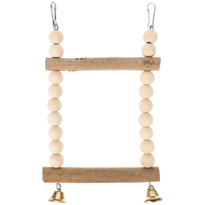 Uccello giocattolo con perline campane in legno naturale pappagallo appesa altalena giocattolo uccello altalena gabbia pappagallo appeso pesce persico uccello altalena - Product Image 3