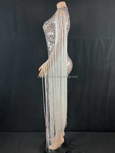 Novance Y2293 migliori marchi di abbigliamento 2022 nuovo arrivo moda Sexy paillettes nappa Costume abito manica lunga Lady Glitter Dress - Product Image 5