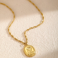 Collier pendentif en acier inoxydable vintage en forme de rose 3D, accessoire polyvalent et tendance en acier inoxydable