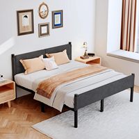 Verstellbarer Metallbettrahmen Elegantes Weiches Kopfteil Stauraum Robuste Matratzenunterlage Einfache Montage für Apartment und Villa