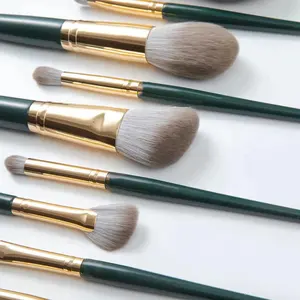 Bám Sang Trọng Màu Xanh Lá Cây đậm Là Phổ Biến Pro Mỹ Phẩm Make Up Brush Set 12 Pcs Chất Lượng Cao Chuyên Nghiệp Khuôn Mặt Trang Điểm Cơ Bản Công Cụ Kit