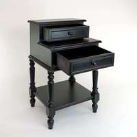 Table de chevet noire à 2 tiroirs avec étagère ouverte, table d'appoint multifonctionnelle pour chambre à coucher et salon