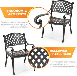 Fauteuil extérieur antirouille en fonte d'aluminium avec dossier en treillis pour patio jardin balcon bistro et salon parc cour utilisation - Product Image 4
