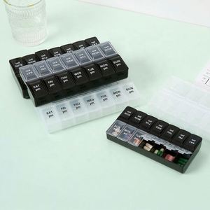 Boîte de rangement hebdomadaire pour pilules, résistante aux enfants, de qualité alimentaire PP, 7 jours, compartiments AM/PM, portable, multicolore, logo personnalisé, médicaments - Product Image 2