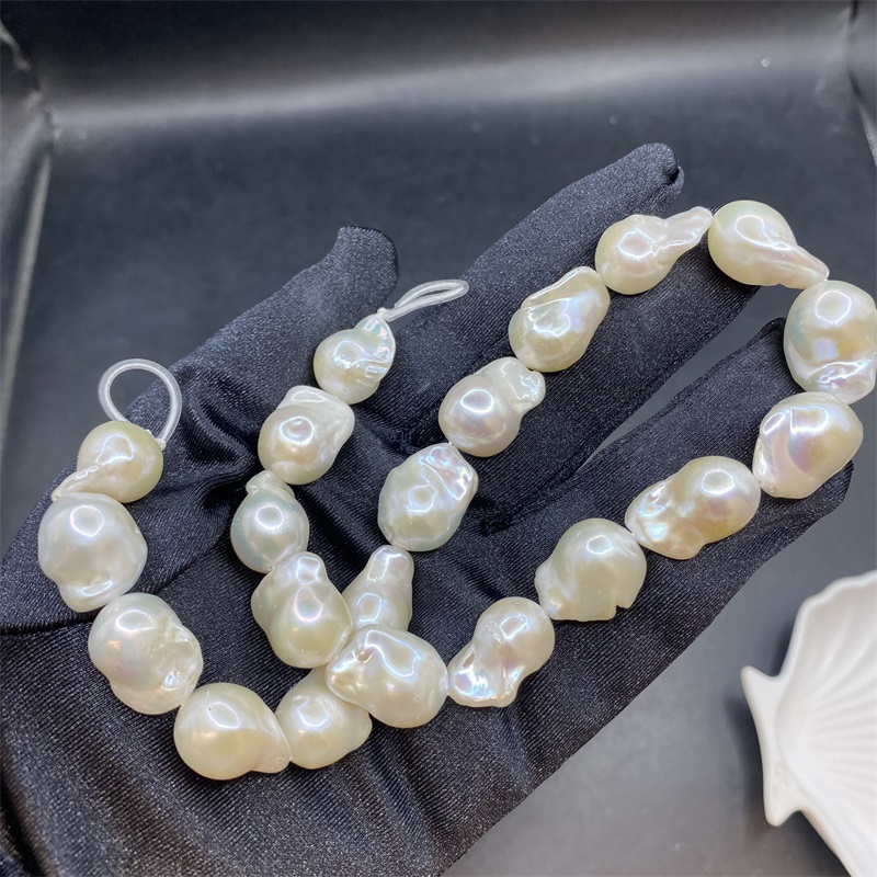 Real Freshwater Baroque Pearl Necklace - 10-18mm White Pearls, Gold Plated Hook