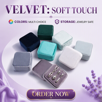 Boîte d'emballage carrée en velours faite à la main pour boucles d'oreilles et bagues, organisateur de bijoux, étui cadeau Saint-Valentin, présentoir de rangement personnalisé