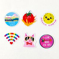 Paquetes de pegatinas promocionales de vinilo troquelado impermeables con logotipo de marca de empresa personalizado para monopatín portátil
