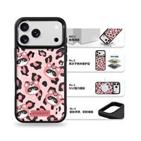 Coque de téléphone AG Feeling Black Edge avec motif léopard doré pour iPhone 17, 17 Pro Max, 16 Pro, 15 – Coque magnétique