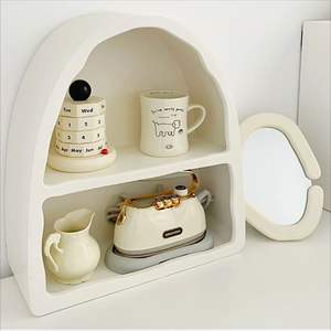 INNOVA Bibliothèque murale moderne en MDF blanc, design arqué, extensible, à 2 étagères, avec panneau arrière pour la maison, le bureau ou la chambre - Product Image 3