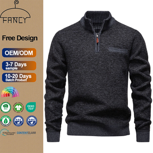 <span class=keywords><strong>เสื้อ</strong></span>สเวตเตอร์คอเต่าสำหรับผู้ชายเสื้อถักแบบสวมหัวพิมพ์ลาย<span class=keywords><strong>เสื้อ</strong></span>ถักซิปครึ่งตัวสำหรับฤดูหนาวโลโก้ตามสั่ง - Product Image 2