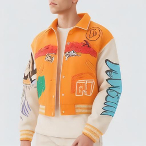Blouson universitaire noir <span class=keywords><strong>personnalisable</strong></span> pour homme – Style décontracté d'été avec manches brodées et logo personnalisé - Product Image 1