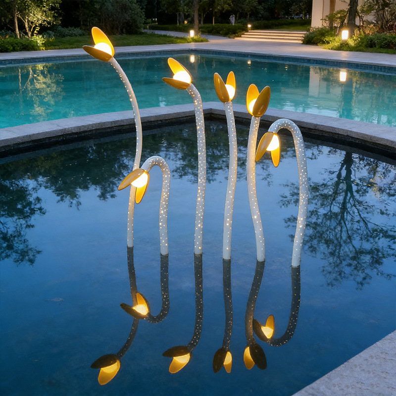 Large Outdoor Landscape Lamp Square Scenic Park Bean Sprout Bud Sculpture Lamp for Christmas Halloween Grow Decorative Lights