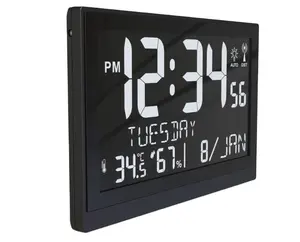 Big Digit LCD Clock With 8" Large Screen Display For Impaired Vision People Digital Calendar Wall Clock For Elderly