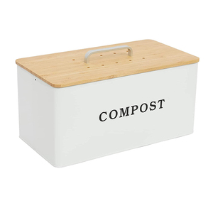 Compost Bin Kitchen Indoor Compost Bucket Rectangle Compost Bincompost pail bamboo fiber with Bamboo Lid