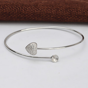 S925 <b>Silver</b> Fine <b>Beaded</b> <b>Bracelet</b> Women's Heart-Shape DIY Pearl Jewelry with 498 Accessories - Product Image 3