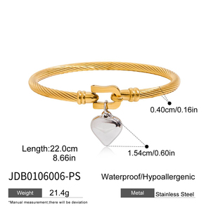 Pulsera con colgante de corazón de dos tonos de moda J & D para mujer, cierre de herradura chapado en oro de 18 quilates, joyería fina minimalista suave brillante - Product Image 6