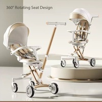 Poussette portable pour bébé avec roues silencieuses en EVA, siège rotatif à 360°, 135 °   Poussette pliable pour enfants avec ceinture de sécurité à 5 points inclinable pour les voyages en avion