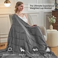 Couverture lestée pour adultes 20lbs 48x72" avec billes de verre rafraîchissantes, garnissage en coton/polyester microfibre, douce, épaisse, respirante, idéale pour l'été