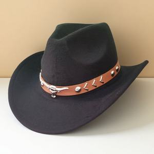Chapeau Fedora en feutre style jazz européen-américain pour automne-hiver, avec logo tête de taureau, bord roulé, style tibétain, décontracté, protection solaire - Product Image 6